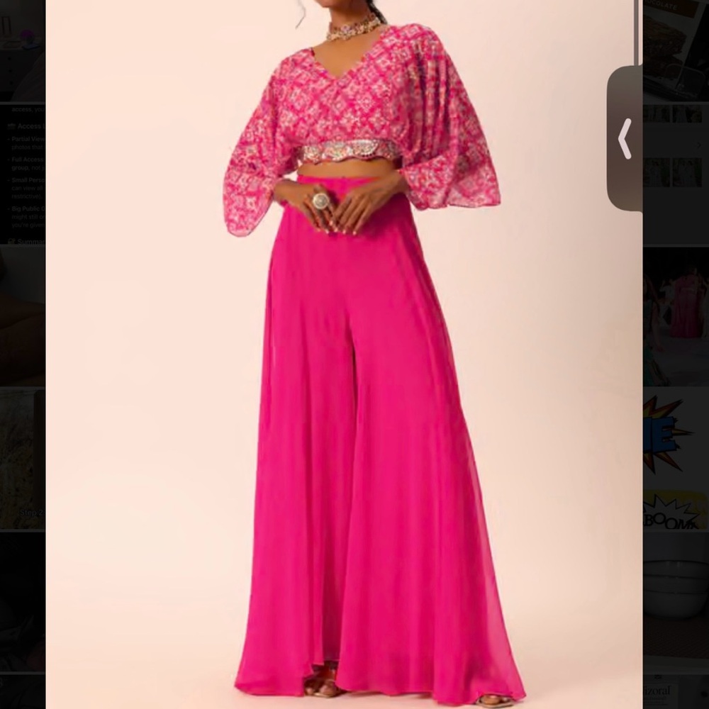 Women's Fuchsia Two-Piece Palazzo Dress